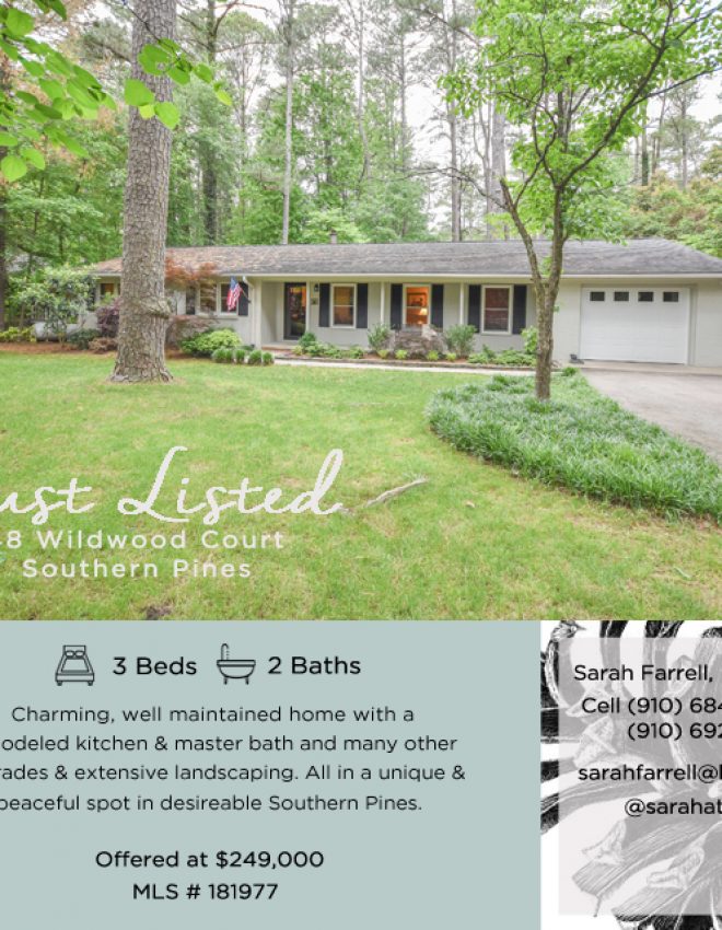Just Listed: 48 Wildwood Court Southern Pines